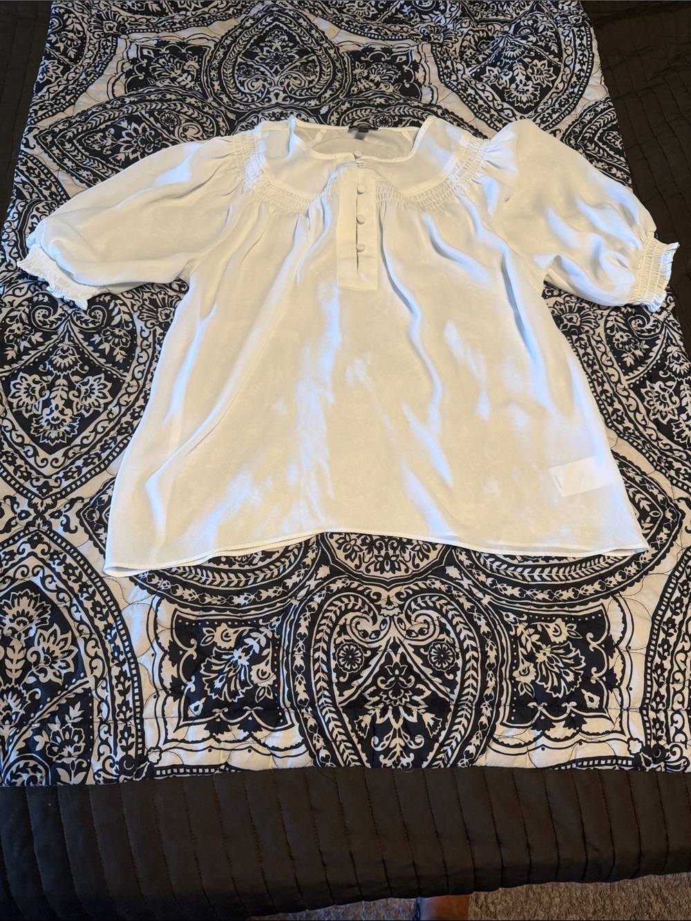Express White Smocked Peasant Blouse